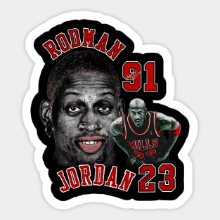 Dennis Rodman Bulls 91 & Michael Jordan 23 Vintage Sticker